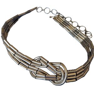 Vintage Silver Tone Beaded Knot Belt M Elegant Bohemian Business